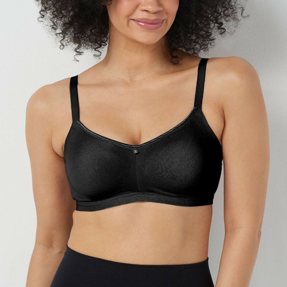 Breezies Seamless Comfort Side Smoothing Lounge Bra - Black a375639